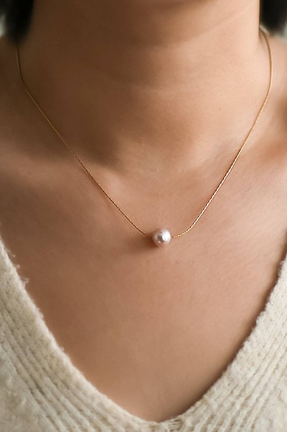 18K Gold PVD Plated Stainless Steel Freshwater Pearl Necklace - 7136 7137: S0OX3T7136 Pink Pearl