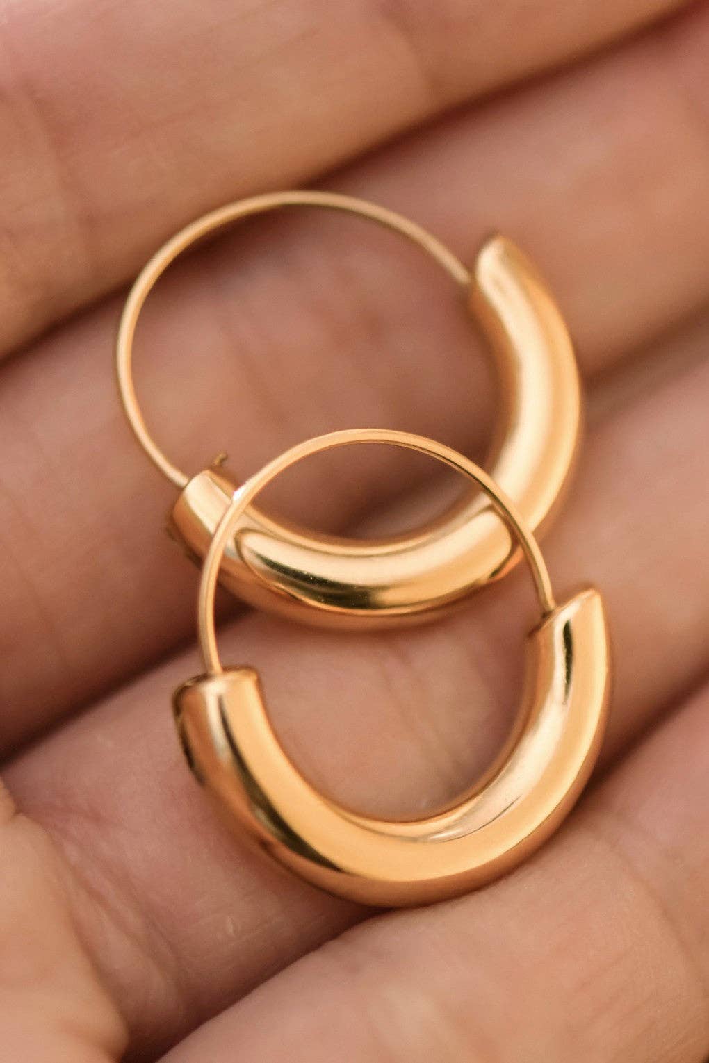 18K Gold Plated Waterproof Stainless Steel Hoop Earrings - 7770: S0OX3T7770