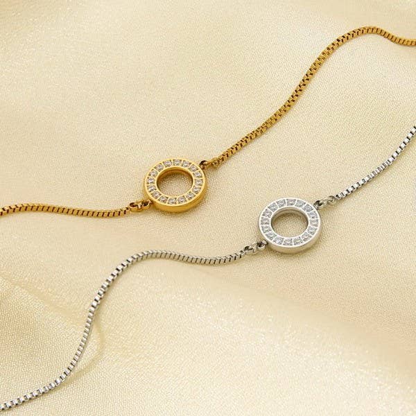 18K STAINLESS STEEL TARNISH FREE GEMSTONE BRACELET | 40B5220: Silver
