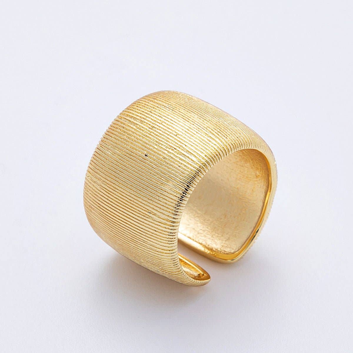 16K Gold Filled Ribbed Textured Wide Band Ring in Gold & Silver | Rings-00011  Rings-00012: GOLD