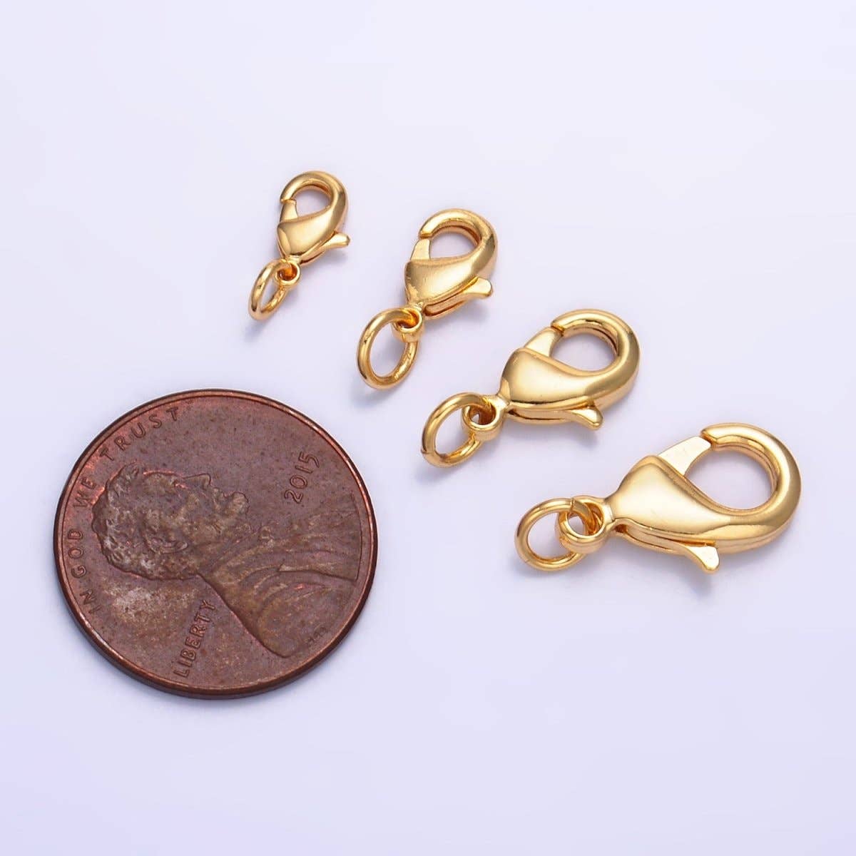 24K Gold Filled 12mm, 10mm, 15mm, 8mm Lobster Claw Clasps Closure Findings | Z1068 - Z1071: 10mm