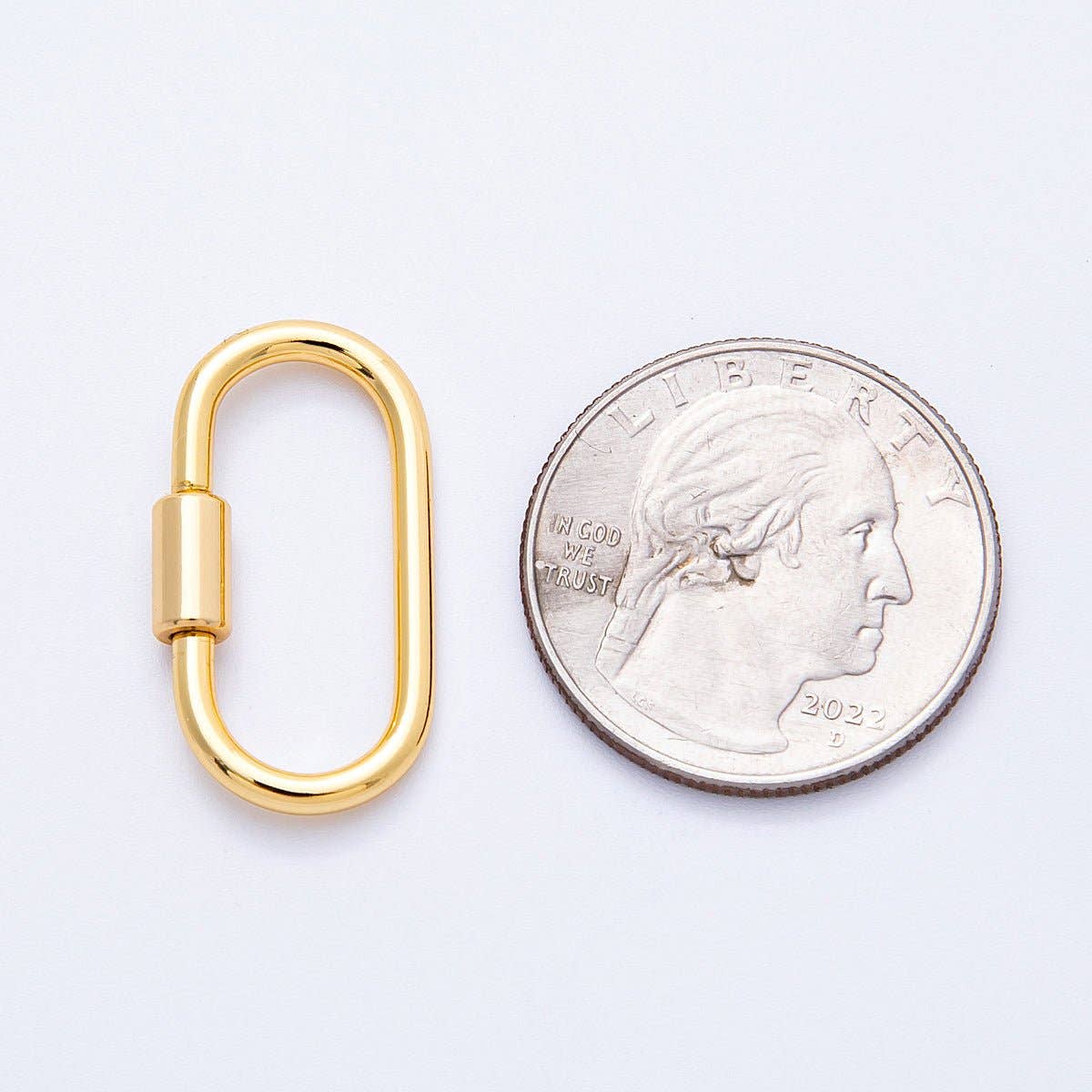 18K Gold Filled 26mm Minimalist Oblong Carabiner Clasp Closure Finding | Findings-00039