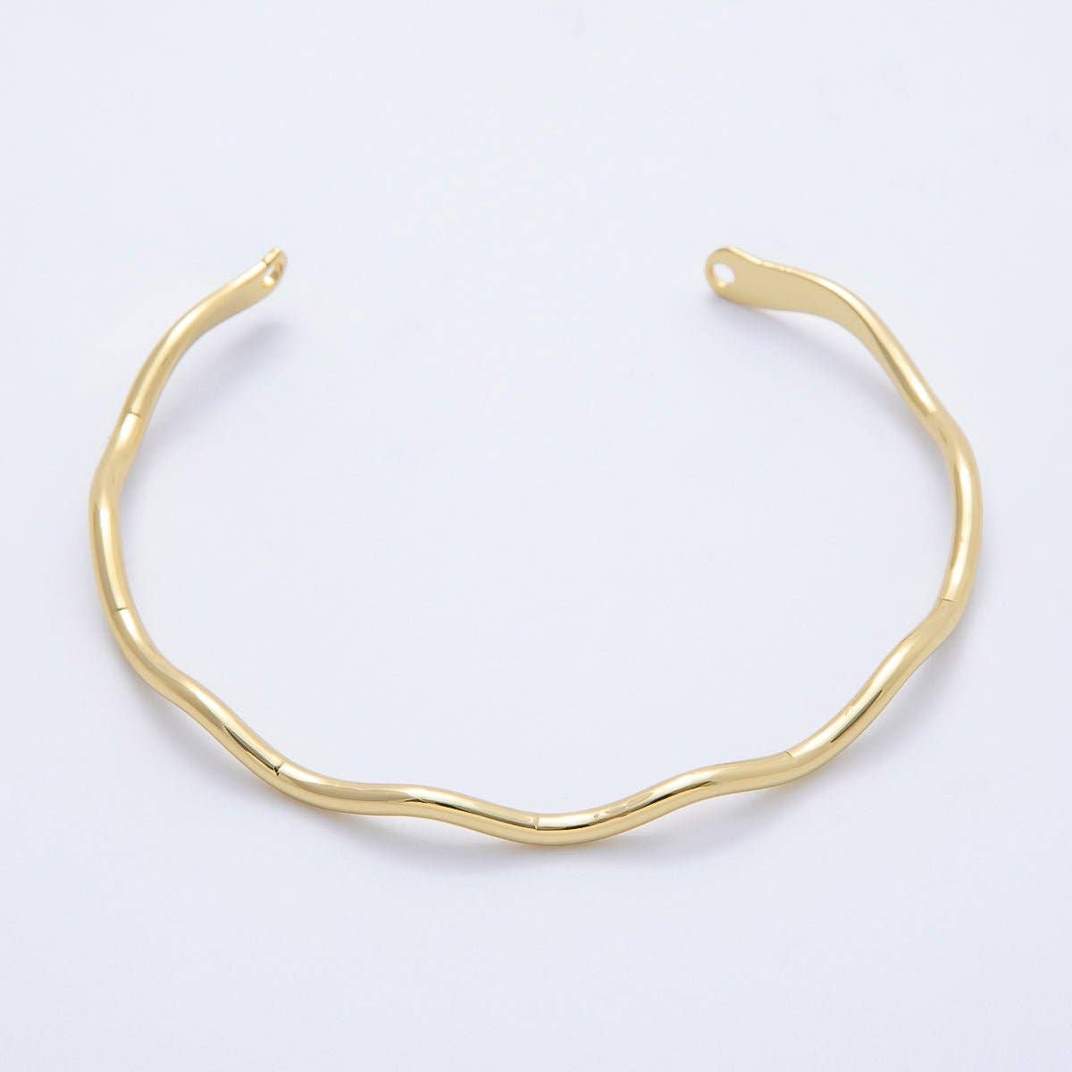 16K Gold Filled 4mm Minimalist Wavy Half Cuff Bracelet Finding for Bangle Supply | WA-04422