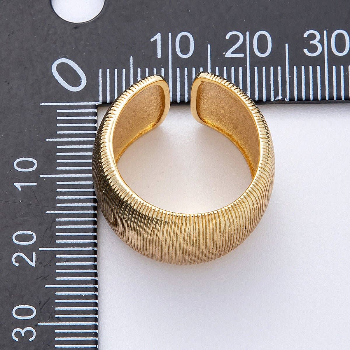 16K Gold Filled Ribbed Textured Wide Band Ring in Gold & Silver | Rings-00011  Rings-00012: GOLD