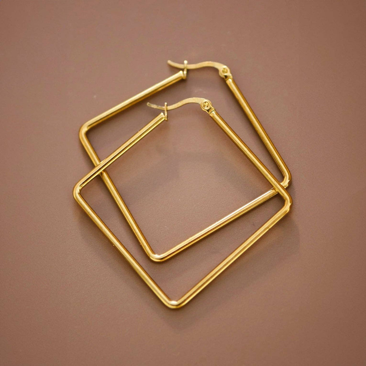 18K Gold Plated Waterproof Stainless Steel Hoop Earrings - 7153: S0OX3T7153 Gold