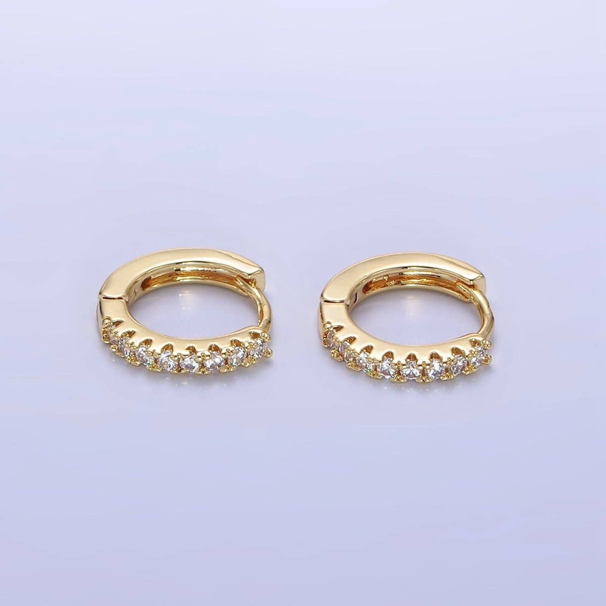 14K Gold Filled 15mm Micro Paved Huggie Earrings | P079: GOLD