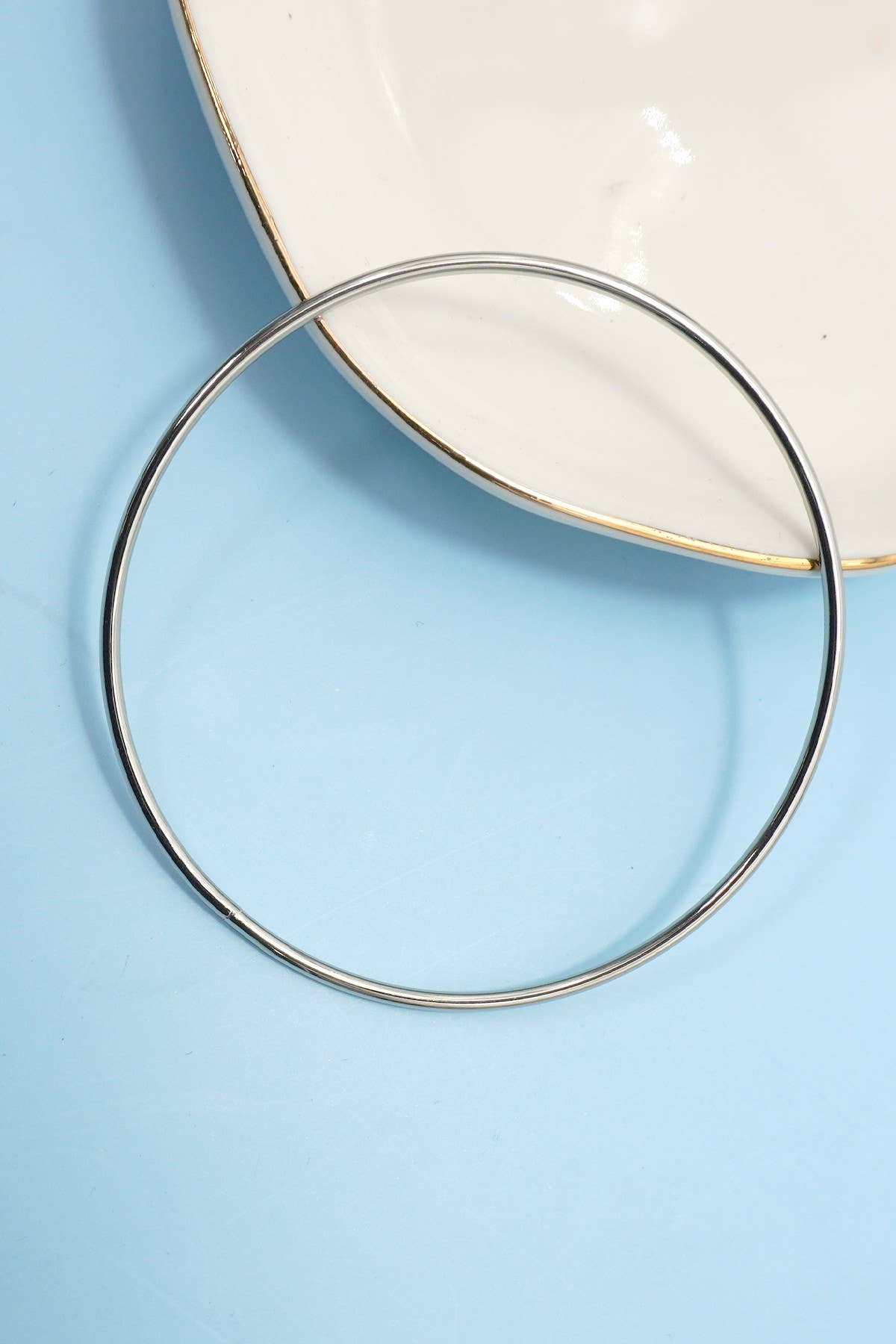18K NON-TARNISH WATERPROOF STAINLESS STEEL BANGLE |40B5237: B SILVER