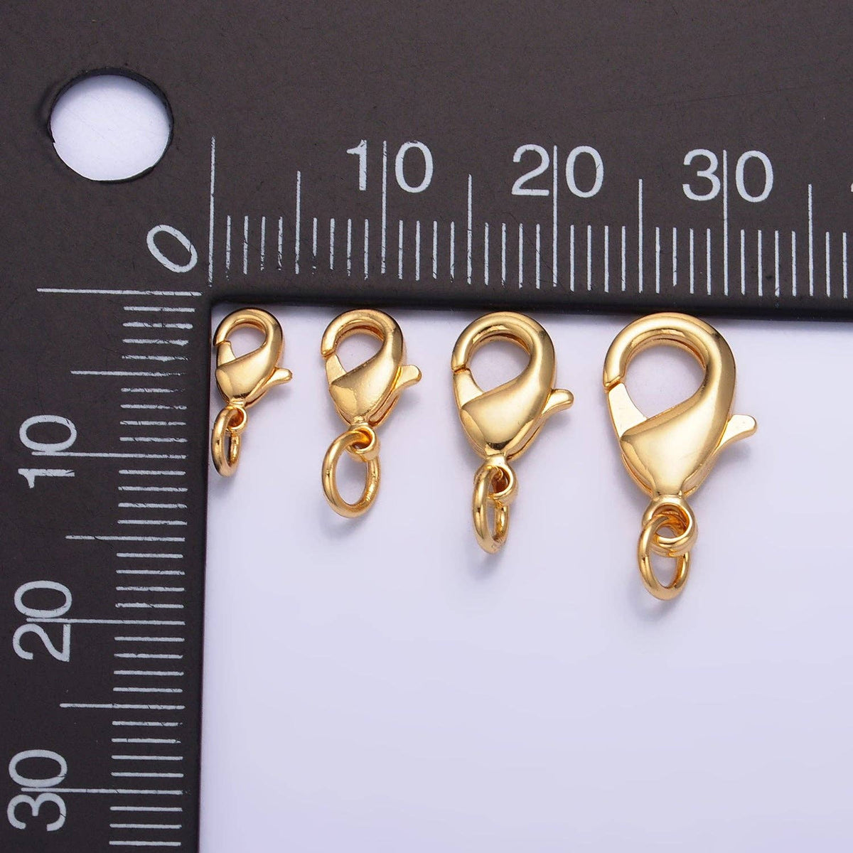 24K Gold Filled 12mm, 10mm, 15mm, 8mm Lobster Claw Clasps Closure Findings | Z1068 - Z1071: 10mm