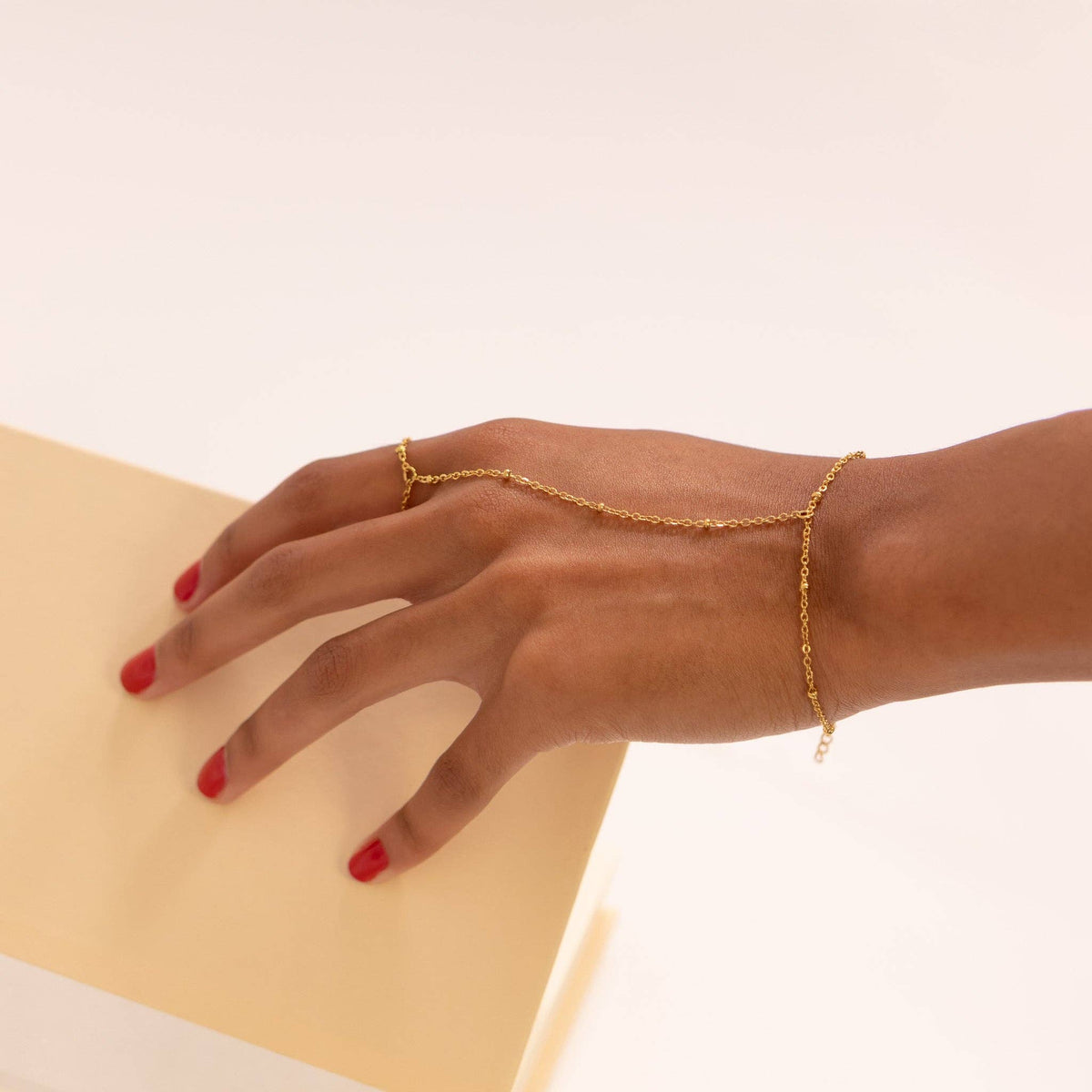 18K Gold PVD Stainless Steel Satellite Hand Chain: Stainless