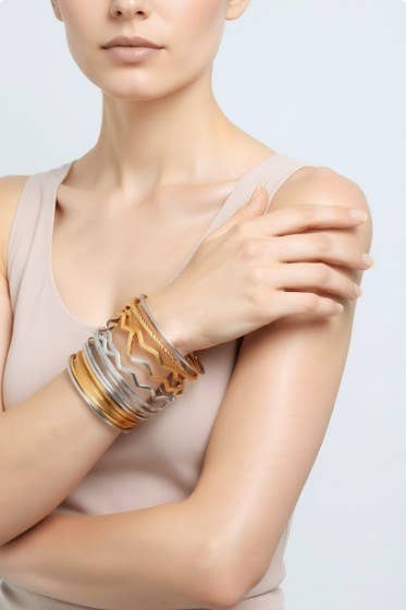 18K NON-TARNISH WATERPROOF STAINLESS STEEL BANGLE |40B5237: B SILVER