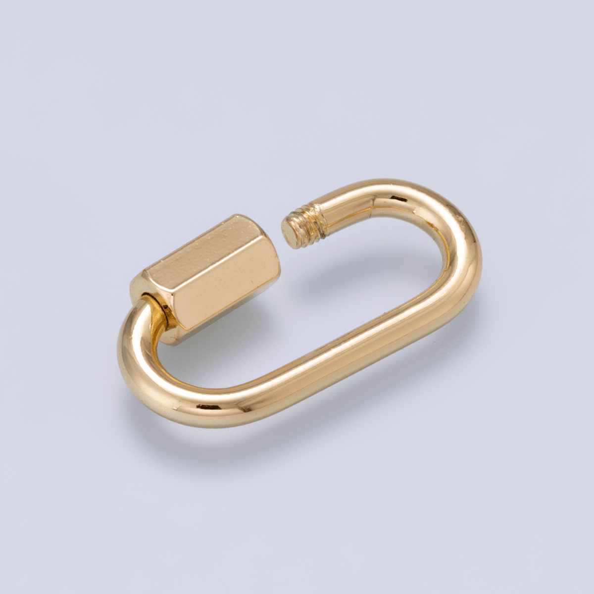 16K Gold Filled 21mm Minimalist Oval Oblong Screw Lock Carabiner | Findings-00499