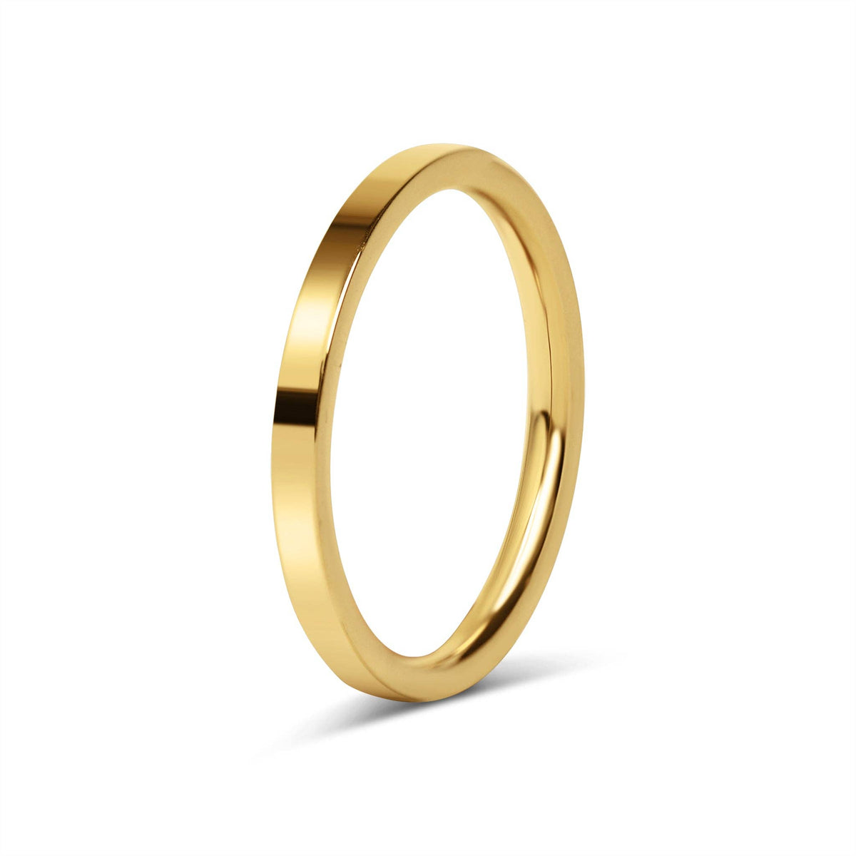 18K Gold Stainless Steel Blank Flat Band Ring: 8 / 3mm
