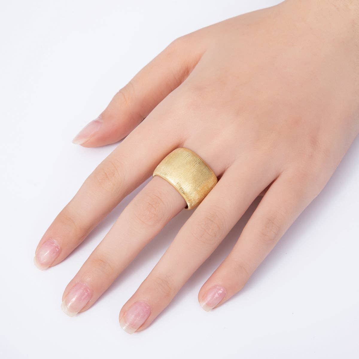 16K Gold Filled Ribbed Textured Wide Band Ring in Gold & Silver | Rings-00011  Rings-00012: GOLD