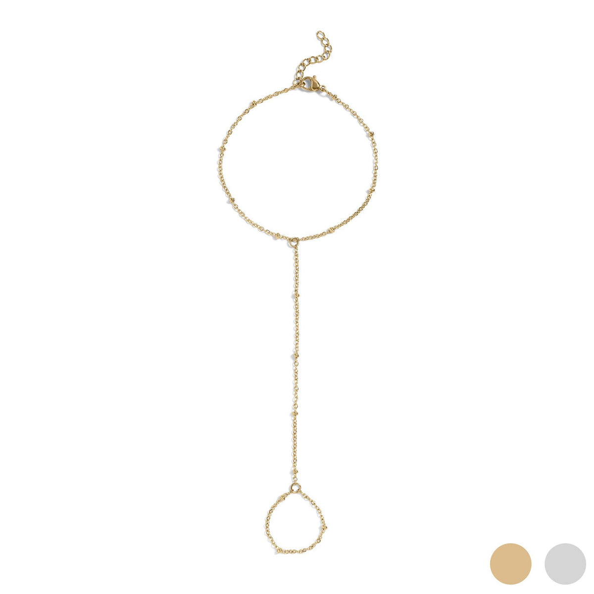 18K Gold PVD Stainless Steel Satellite Hand Chain: Stainless