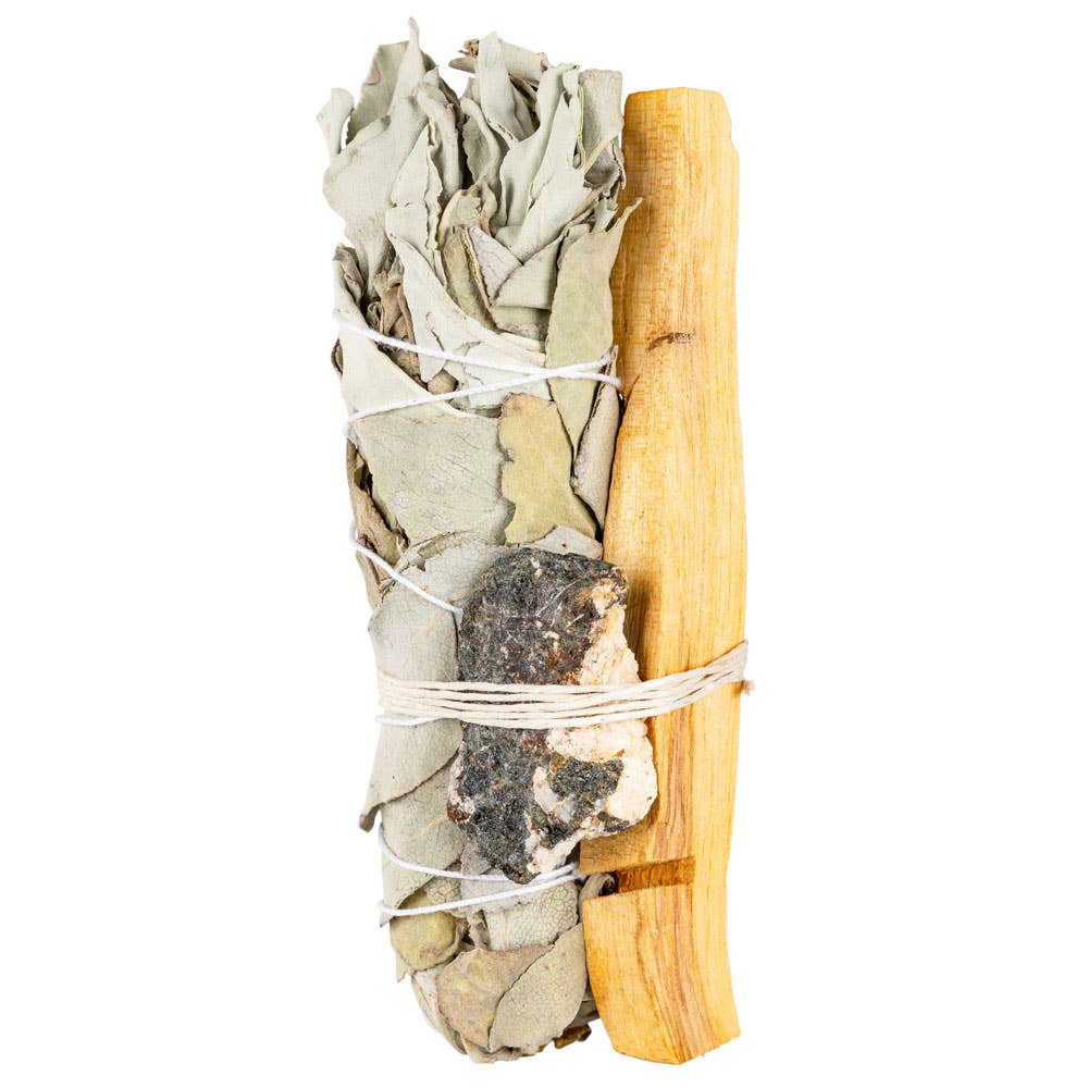 Sage Bundle W/ Gemstone And Palo Santo: Rose Quartz