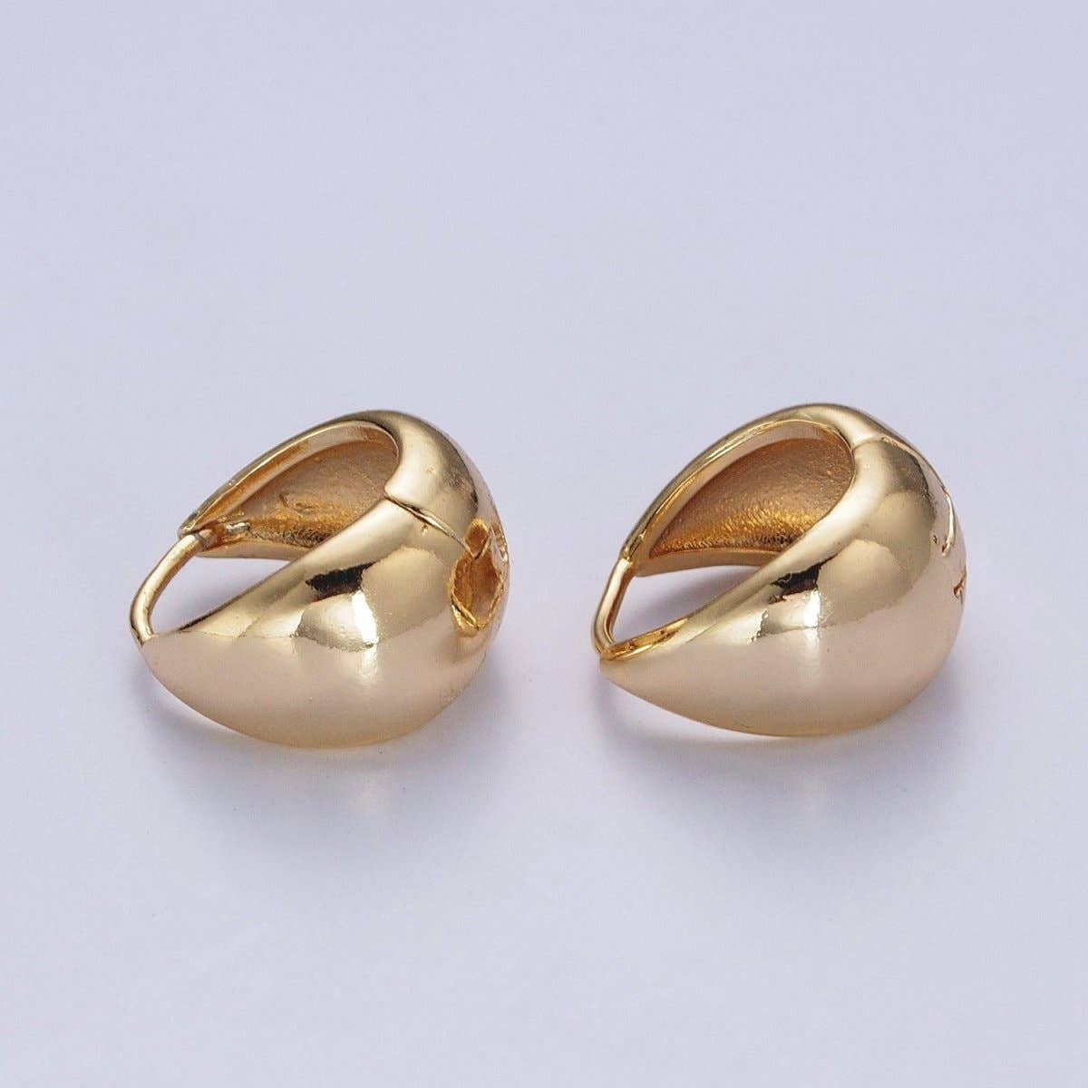 24K Gold Filled Wide Chubby Band Hoops Huggie Earrings Q-154
