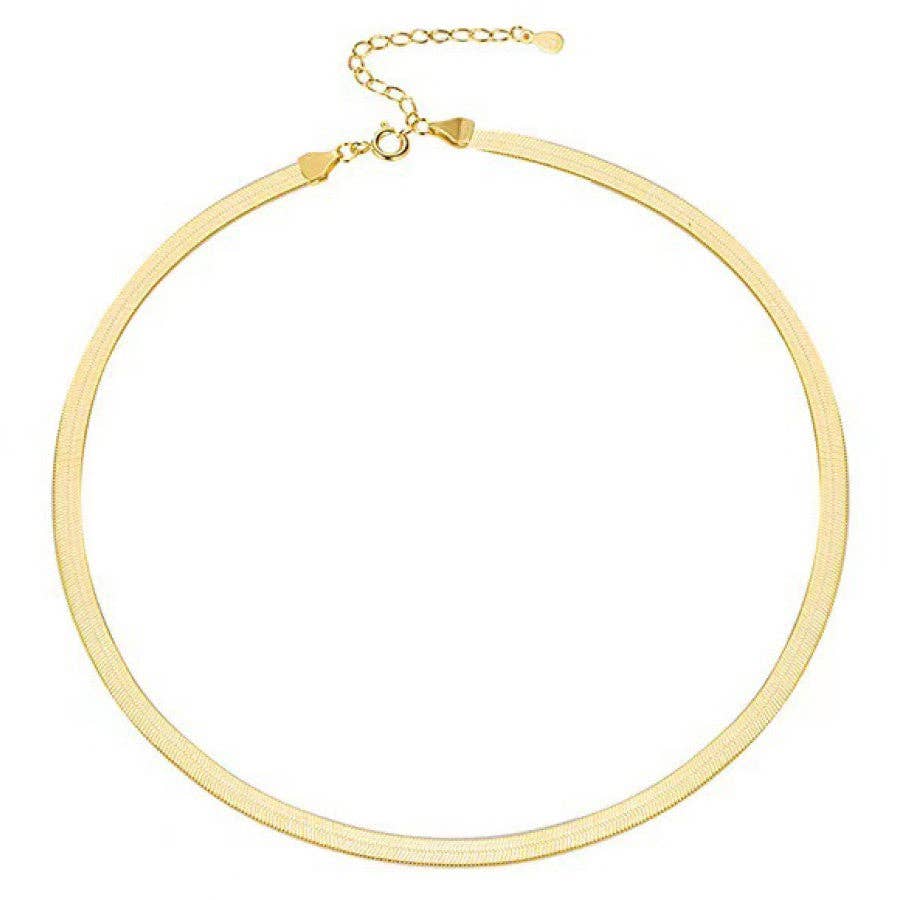 18K Gold PVD Plated Waterproof Stainless Steel Chain Necklace - 6781: S0OX3T6781 Herringbone