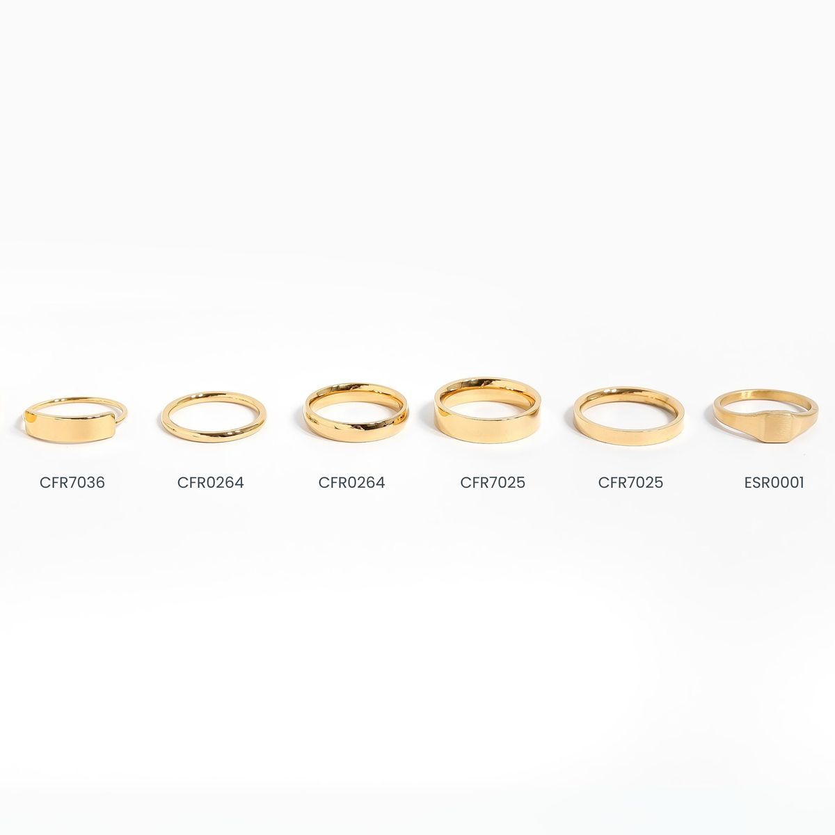 18K Gold Stainless Steel Blank Flat Band Ring: 8 / 3mm