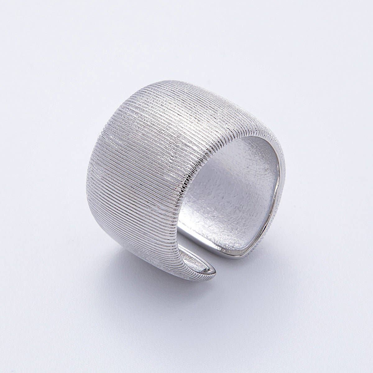 16K Gold Filled Ribbed Textured Wide Band Ring in Gold & Silver | Rings-00011  Rings-00012: GOLD
