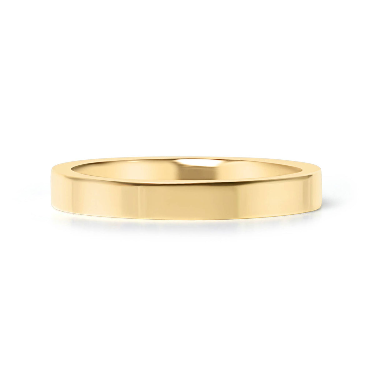 18K Gold Stainless Steel Blank Flat Band Ring: 8 / 3mm